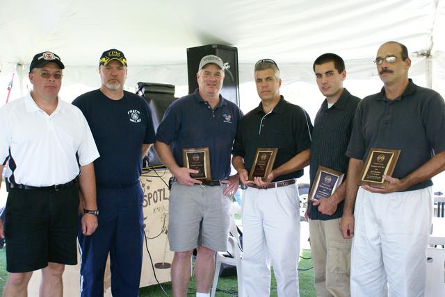 Rick Provost and Tom McLane Present 2011 Franklin County Firefighter of the Year Award to SLVFD Members John Derby, Brendan Keough, Aaron Donaldson, and John Duchaine